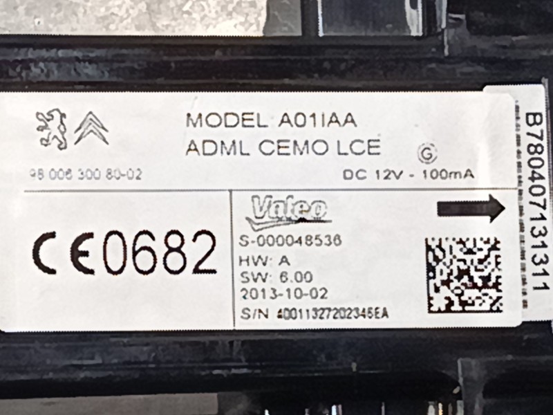Recambio de clausor para citroën c4 picasso ii 1.6 hdi 90 referencia OEM IAM 9800630080  