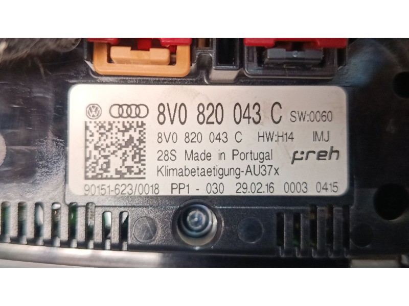 Recambio de mando climatizador para audi a3 (8v1, 8vk) 1.6 tdi referencia OEM IAM 8V0820043C  