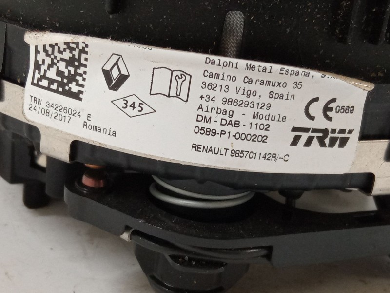Recambio de airbag volante para dacia sandero ii (b8_) tce 90 (b8m1, b8ma) referencia OEM IAM 0589P1000202  