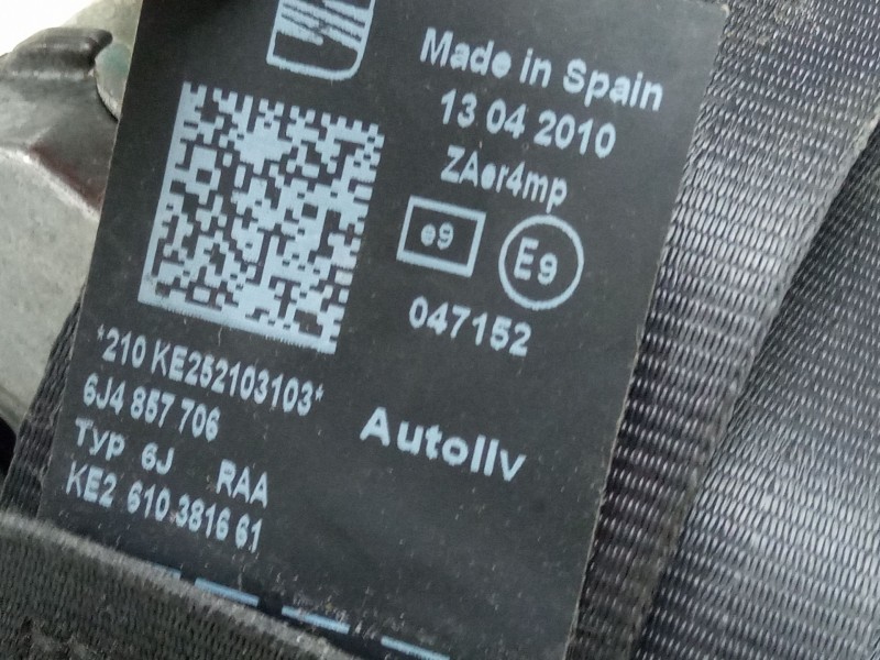 Recambio de cinturon seguridad delantero derecho para seat ibiza iv sc (6j1, 6p5) 1.2 referencia OEM IAM   