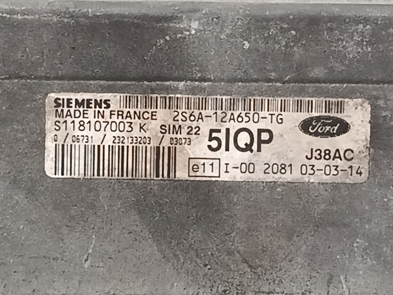 Recambio de centralita motor uce para ford fusion (ju_) 1.6 referencia OEM IAM S118107003K 2S6A12A650TG J38AC