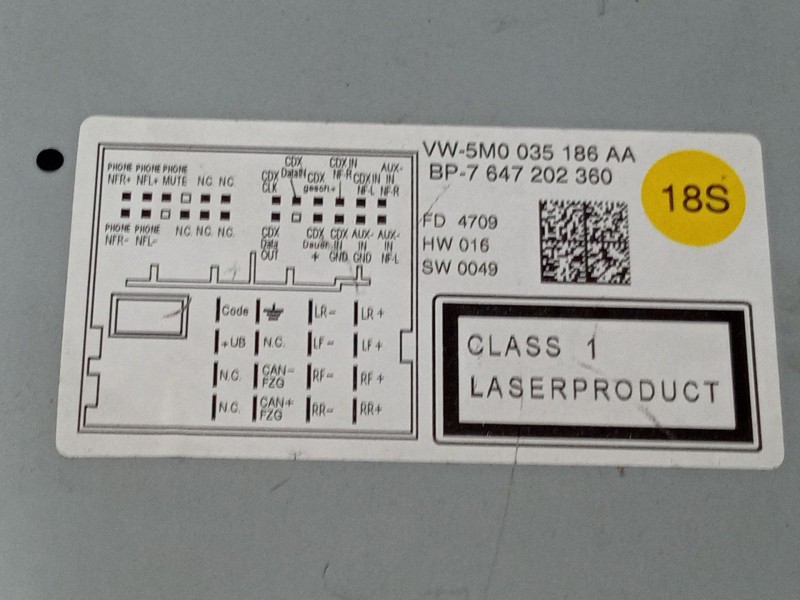 Recambio de radio para volkswagen golf plus v (5m1, 521) 1.4 tsi referencia OEM IAM 5M0035186AA  