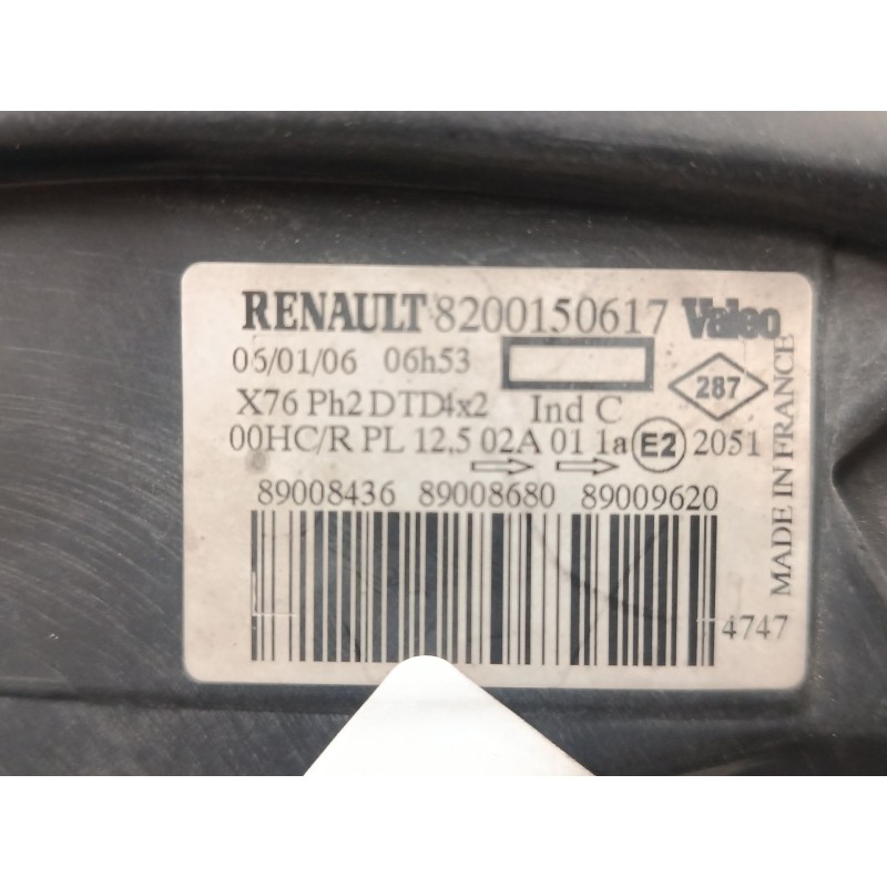 Recambio de faro derecho para renault kangoo express (fc0/1_) d 65 1.9 (fc0e, fc02, fc0j, fc0n) referencia OEM IAM 8200150617  