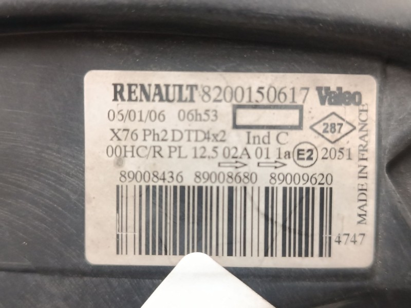 Recambio de faro derecho para renault kangoo express (fc0/1_) d 65 1.9 (fc0e, fc02, fc0j, fc0n) referencia OEM IAM 8200150617  