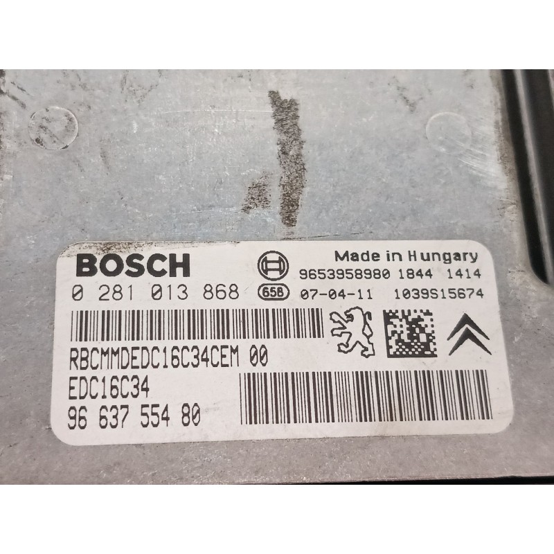 Recambio de centralita motor uce para peugeot 207/207+ (wa_, wc_) 1.6 hdi referencia OEM IAM 9663755480 0281013868 