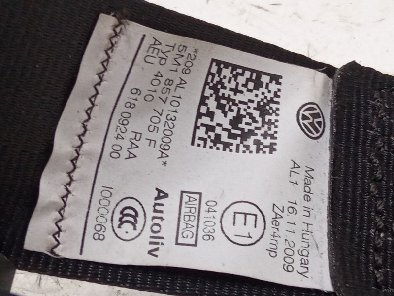 Recambio de cinturon seguridad delantero izquierdo para volkswagen golf plus v (5m1, 521) 1.4 tsi referencia OEM IAM   