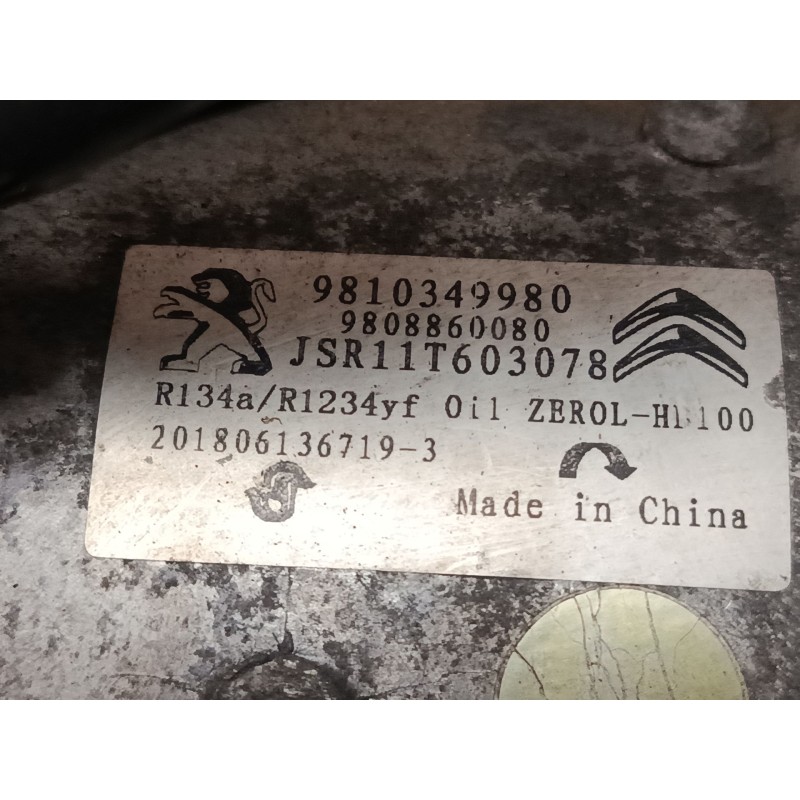 Recambio de compresor a/a para citroën c3 iii (sx) 1.2 thp 110 referencia OEM IAM 9810349980  