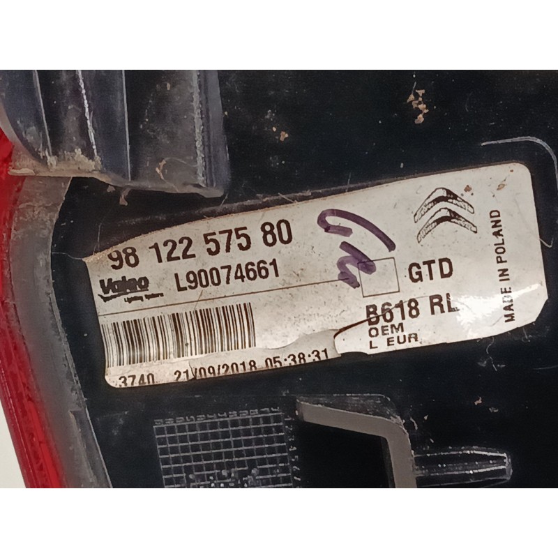Recambio de piloto trasero izquierdo para citroën c3 iii (sx) 1.2 thp 110 referencia OEM IAM 9812257580  