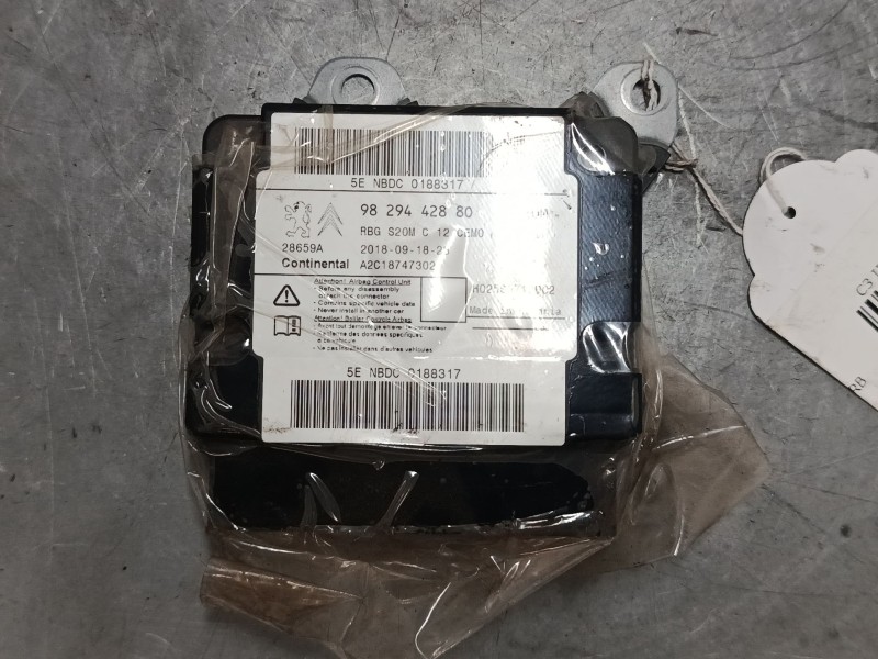 Recambio de centralita airbag para citroën c3 iii (sx) 1.2 thp 110 referencia OEM IAM 9829442880 A2C18747302 