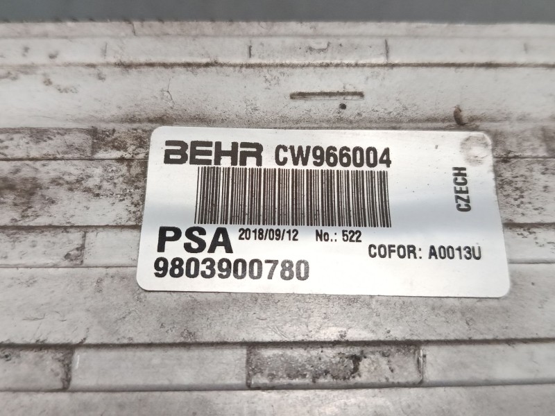 Recambio de intercooler para citroën c3 iii (sx) 1.2 thp 110 referencia OEM IAM 9803900780  