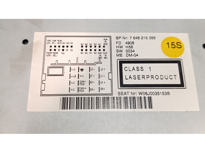 Recambio de radio cd para seat ibiza iv sc (6j1, 6p5) 1.9 tdi referencia OEM IAM W06J0035153B  