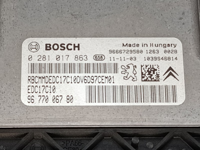Recambio de centralita motor uce para peugeot partner tepee 1.6 hdi / bluehdi 75 referencia OEM IAM 9677006780 0281017863 