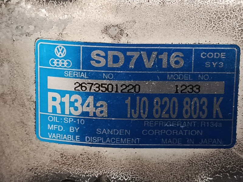 Recambio de compresor a/a para volkswagen new beetle (9c1, 1c1) 1.9 tdi referencia OEM IAM 1J0820803K  