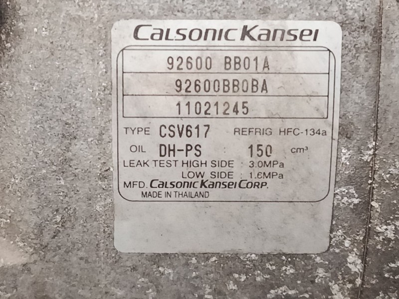 Recambio de compresor a/a para nissan qashqai i (j10, nj10) 1.6 referencia OEM IAM 92600BB01A  