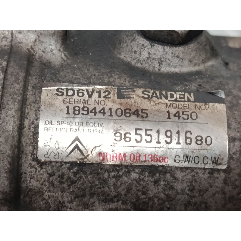 Recambio de compresor a/a para citroën c2 (jm_) 1.4 hdi referencia OEM IAM 9655191680 SD6V12 1450 