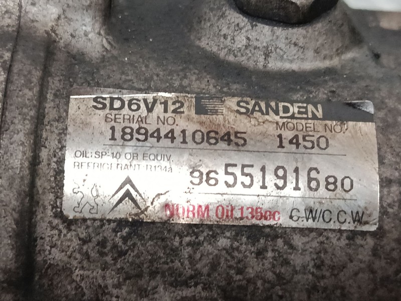 Recambio de compresor a/a para citroën c2 (jm_) 1.4 hdi referencia OEM IAM 9655191680 SD6V12 1450 