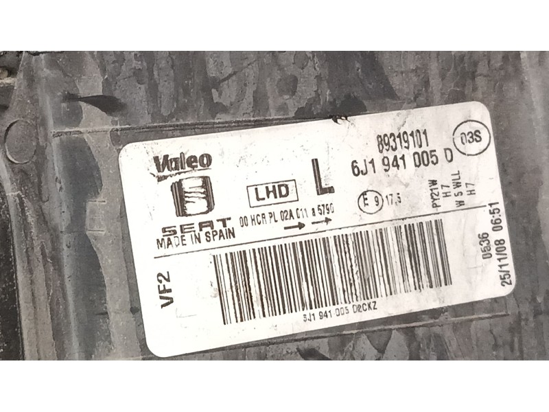 Recambio de faro izquierdo para seat ibiza iv sc (6j1, 6p5) 1.9 tdi referencia OEM IAM 6J1941005D  