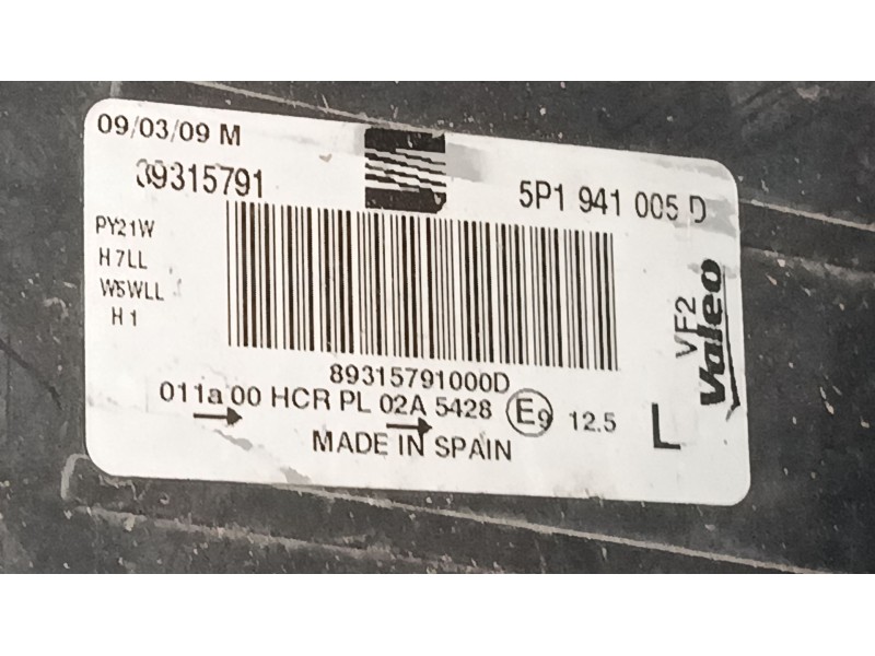 Recambio de faro izquierdo para seat leon (1p1) 1.9 tdi referencia OEM IAM 5P1941005D  
