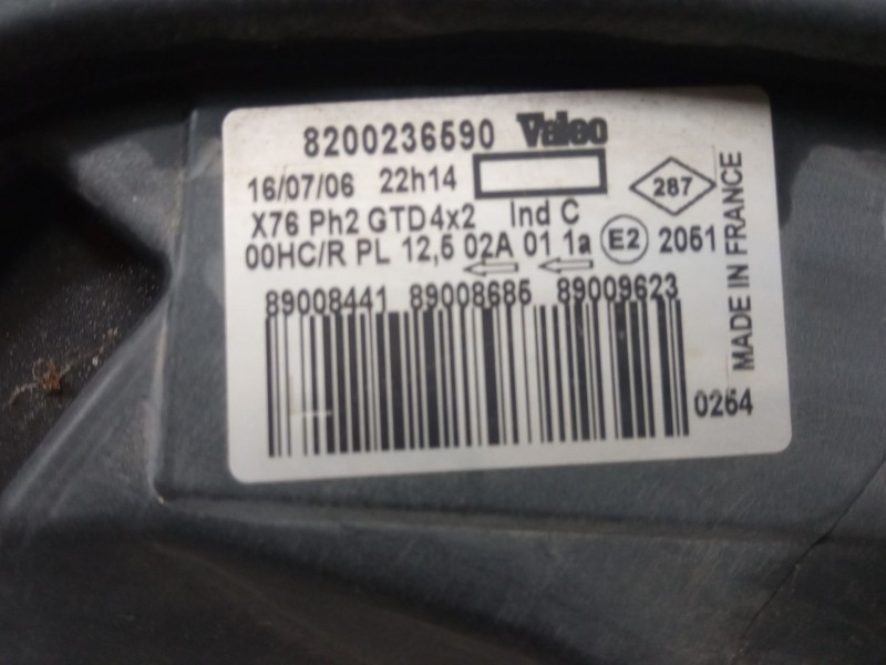Recambio de faro izquierdo para renault kangoo (kc0/1_) 1.2 16v (kc05, kc06, kc03, kc0t, kc0w, kc1d) referencia OEM IAM 82002365