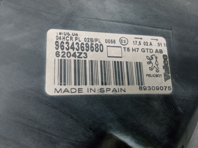 Recambio de faro izquierdo para peugeot 307 sw (3h) 1.6 hdi 110 referencia OEM IAM 9634369580  