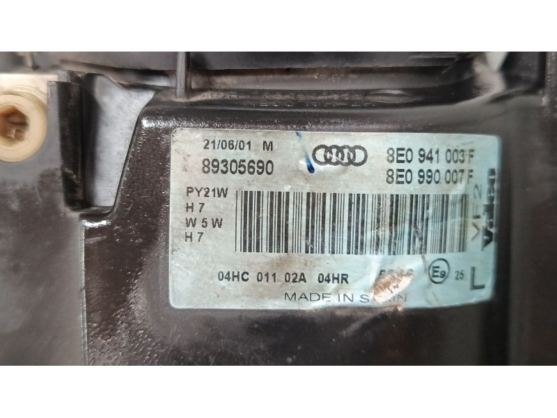 Recambio de faro izquierdo para audi a4 b6 (8e2) 1.9 tdi referencia OEM IAM 8E0941003F 89305690 8E0990007F