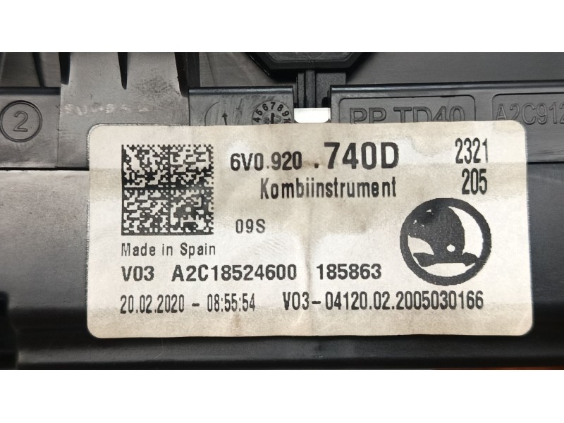 Recambio de cuadro instrumentos para skoda fabia iii (nj3) 1.0 referencia OEM IAM 6V0920740D  