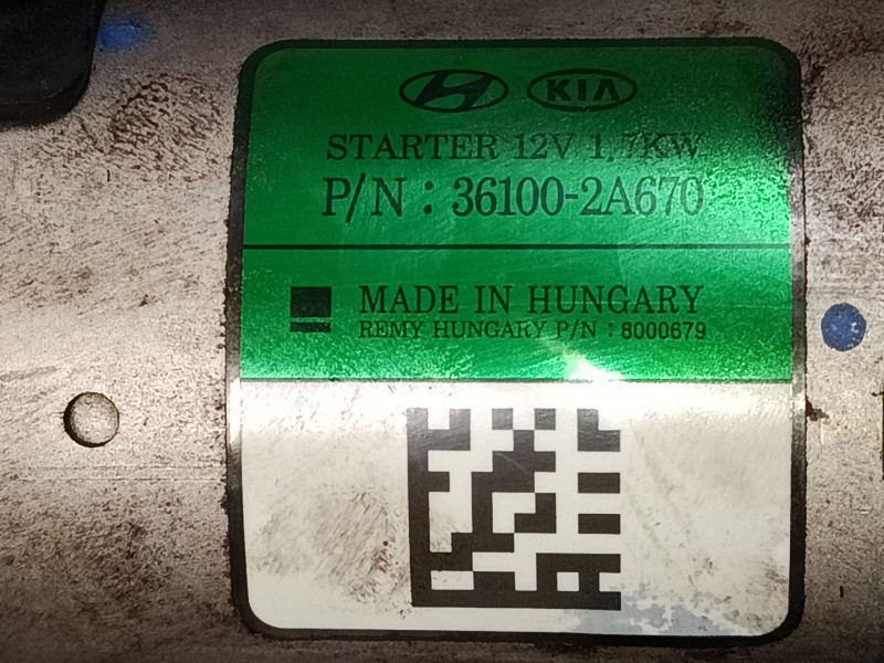 Recambio de motor arranque para hyundai i30 (gd) 1.4 crdi referencia OEM IAM 36100-2A670  