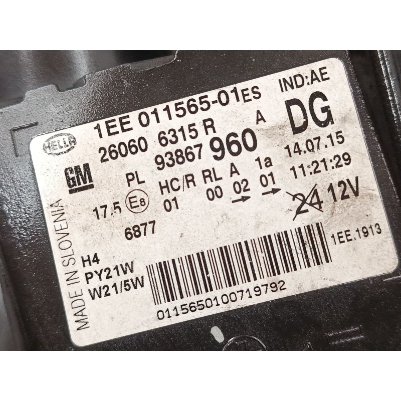 Recambio de faro izquierdo para opel vivaro b autobús (x82) 1.6 cdti (06) referencia OEM IAM 93867960 260606315R 1EE01156501