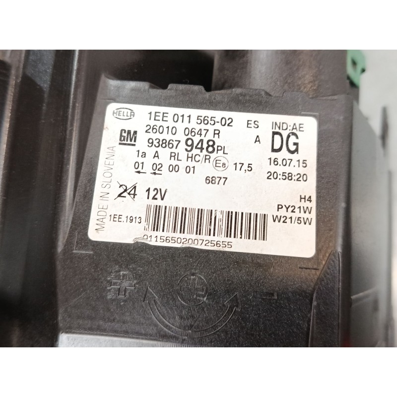 Recambio de faro derecho para opel vivaro b autobús (x82) 1.6 cdti (06) referencia OEM IAM 93867948 260100647R 1EE01156502