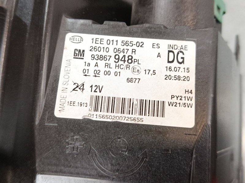 Recambio de faro derecho para opel vivaro b autobús (x82) 1.6 cdti (06) referencia OEM IAM 93867948 260100647R 1EE01156502