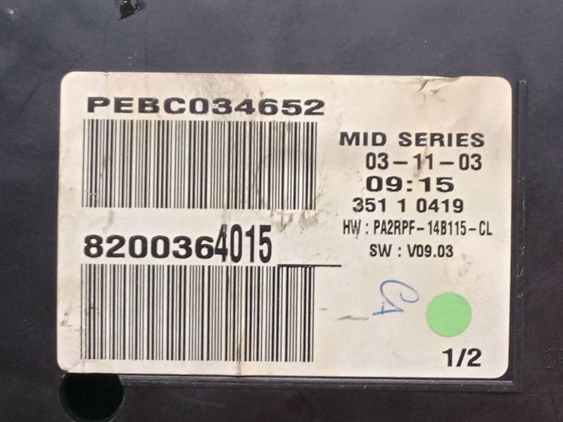 Recambio de cuadro instrumentos para renault megane ii (bm0/1_, cm0/1_) 1.6 16v (bm0c, cm0c) referencia OEM IAM 8200364015  PEBC
