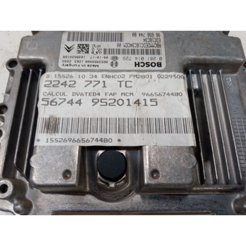 Recambio de centralita motor uce para peugeot 5008 (0u_, 0e_) 1.6 hdi referencia OEM IAM 9665674480 0281014729 