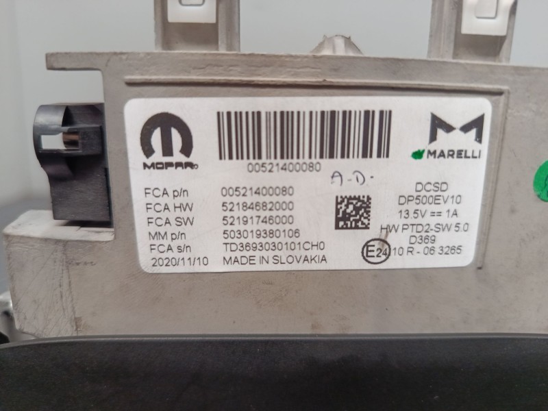 Recambio de pantalla multifuncion para fiat 500e (332_) elektro 3+1 (fa1) referencia OEM IAM 52205131  