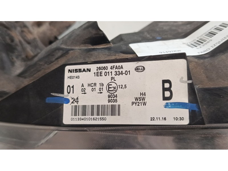 Recambio de faro izquierdo para nissan nv200 furgoneta e-nv (me0n) referencia OEM IAM 260604FA0A  