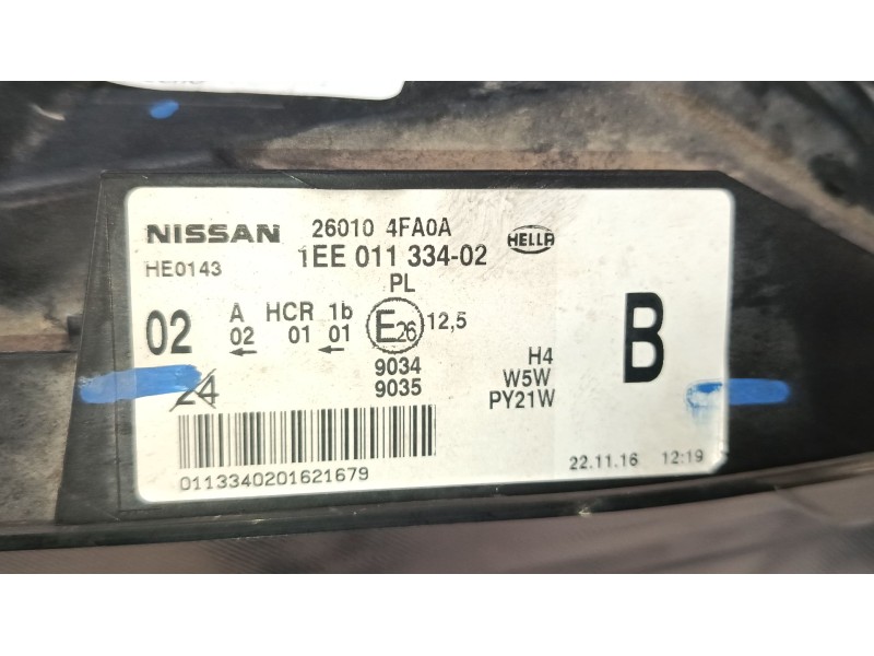 Recambio de faro derecho para nissan nv200 furgoneta e-nv (me0n) referencia OEM IAM 260104FA0A  