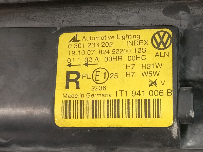 Recambio de faro derecho para volkswagen touran (1t1, 1t2) 1.9 tdi referencia OEM IAM 1T1941006B  