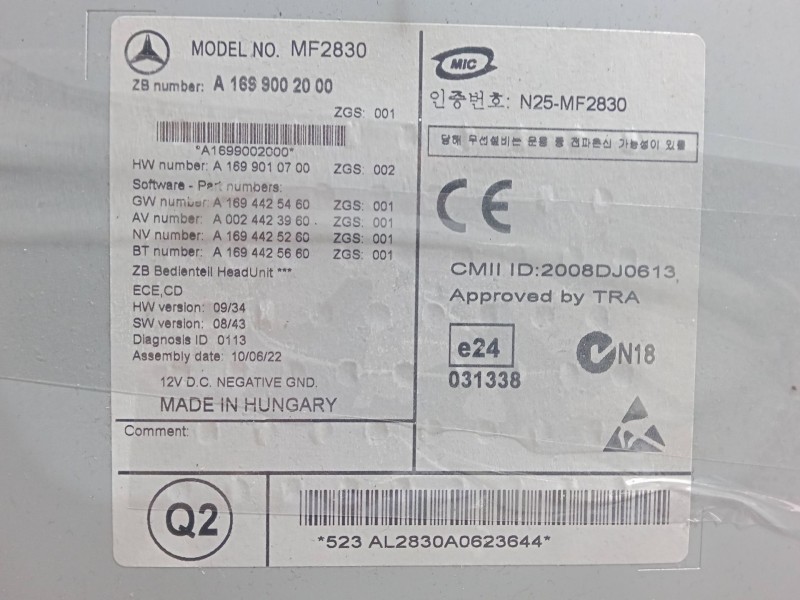 Recambio de radio cd para mercedes-benz clase b sports tourer (w245) b 160 (245.231) referencia OEM IAM A1699002000  