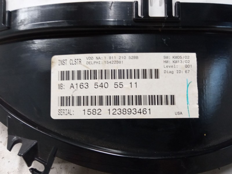 Recambio de cuadro instrumentos para mercedes-benz clase m (w163) ml 320 (163.154) referencia OEM IAM A1635405511  
