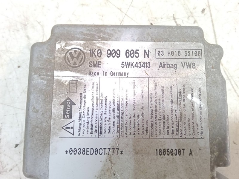 Recambio de centralita airbag para volkswagen golf v (1k1) 1.9 tdi referencia OEM IAM 1K0909605N  5WK43413