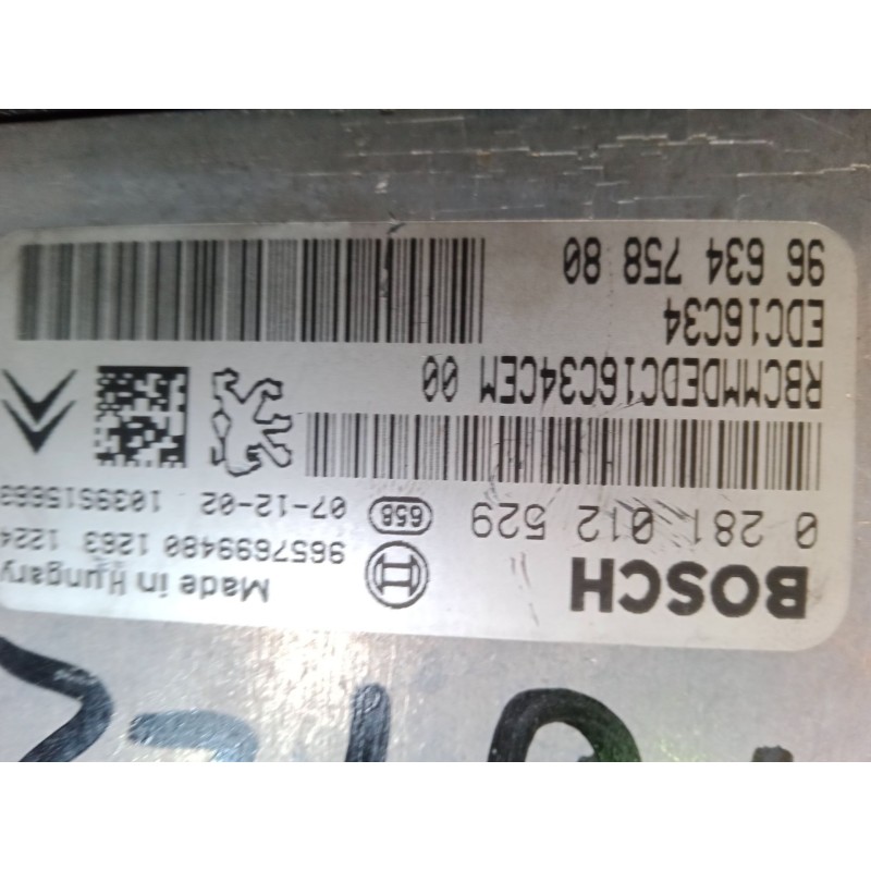 Recambio de centralita motor uce para citroën c3 i (fc_, fn_) 1.4 hdi referencia OEM IAM 0281012529 EDC16C34 9663475880