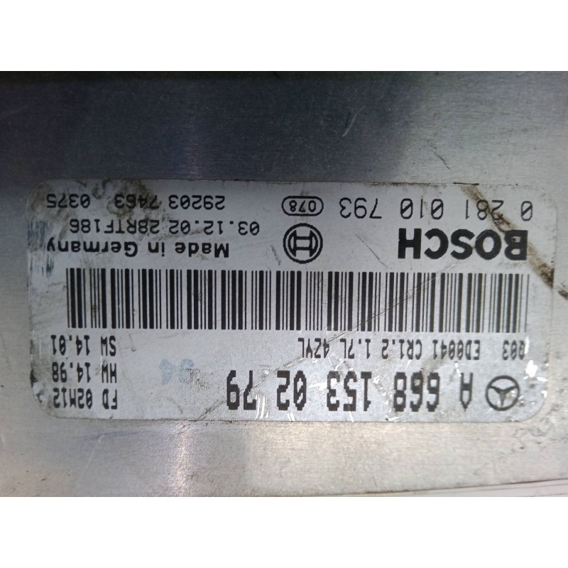 Recambio de centralita motor uce para mercedes-benz clase a (w168) a 170 cdi (168.009, 168.109) referencia OEM IAM A6681530279  