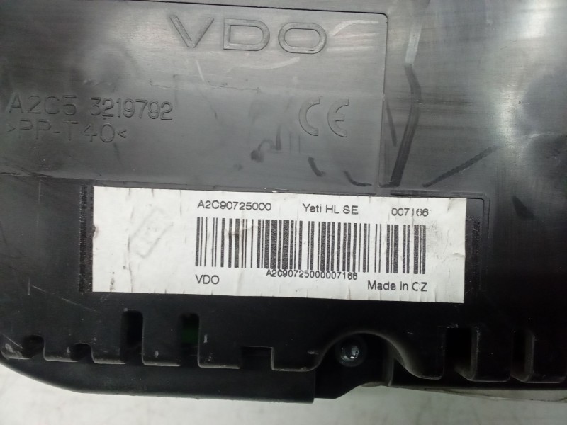 Recambio de cuadro instrumentos para skoda yeti (5l) 1.6 tdi referencia OEM IAM A2C90725000  