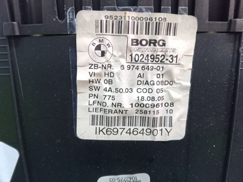 Recambio de cuadro instrumentos para bmw 1 (e87) 118 d referencia OEM IAM 697464901 IK697464901Y 102495231