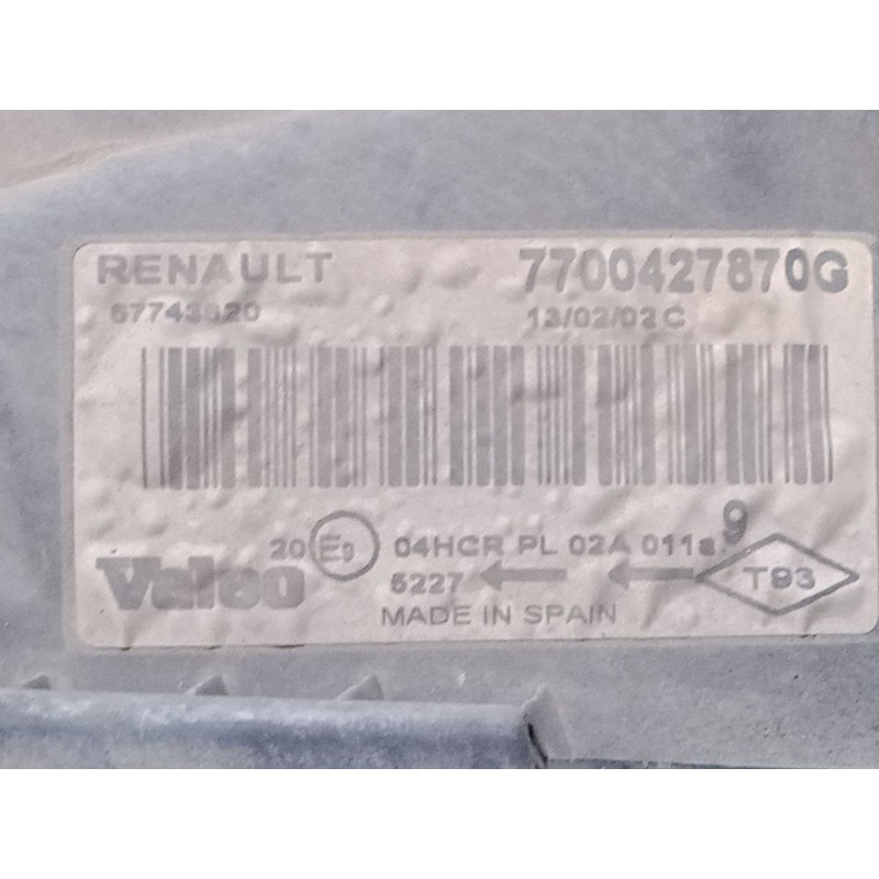 Recambio de faro derecho para renault megane i classic (la0/1_) 1.4 16v (la0d, la1h, la0w, la10) referencia OEM IAM 7700427870G 