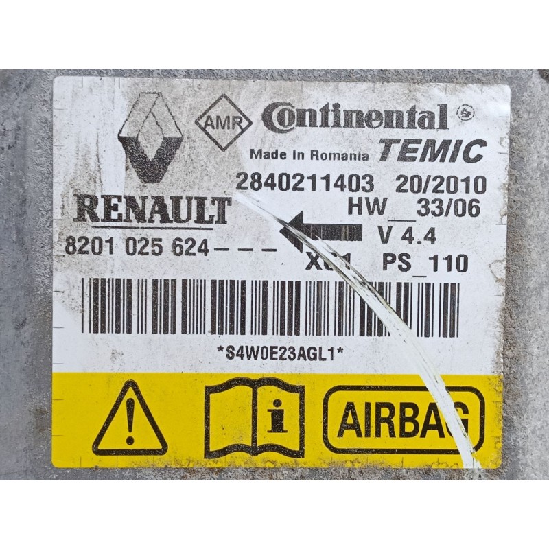 Recambio de centralita airbag para renault kangoo express (fw0/1_) 1.5 dci 70 (fw0a, kw0v) referencia OEM IAM 8201025624  