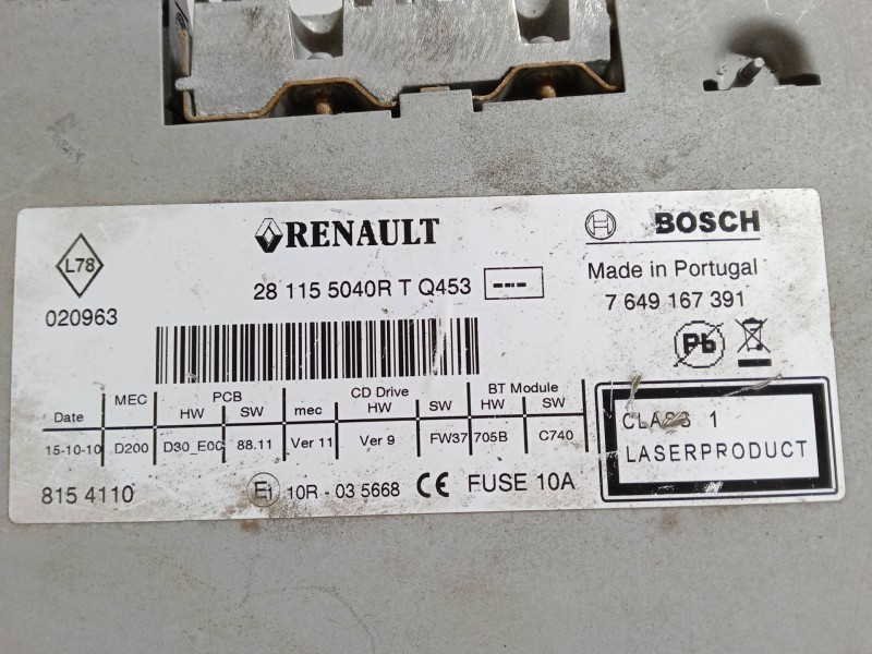 Recambio de radio cd para renault fluence (l3_) 1.5 dci (l30d, l30l, l306, l33f, l33l, l33m, l33v, l33w) referencia OEM IAM 2811