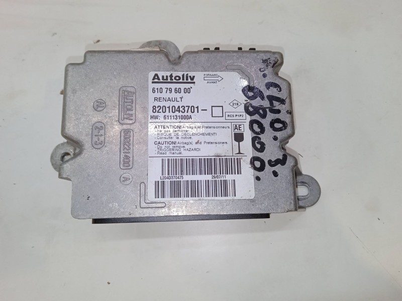 Recambio de centralita airbag para renault clio iv (bh_) 1.5 dci 75 referencia OEM IAM 610796000  8201043701