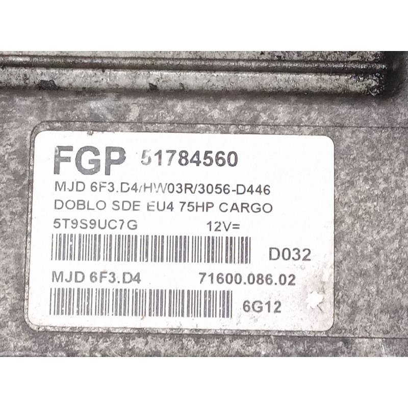 Recambio de centralita motor uce para fiat doblo monospace (119_, 223_) 1.3 jtd referencia OEM IAM 51784560 7160008602 MJD6F3D4