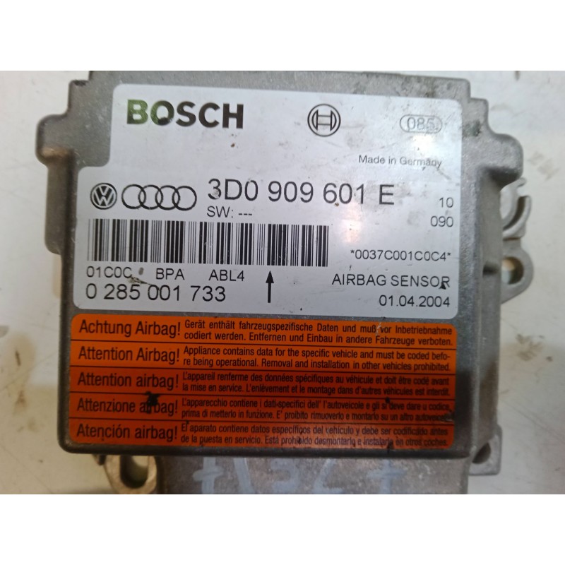 Recambio de centralita airbag para volkswagen touareg (7la, 7l6, 7l7) 5.0 v10 tdi referencia OEM IAM 3D0909601E  0285001733