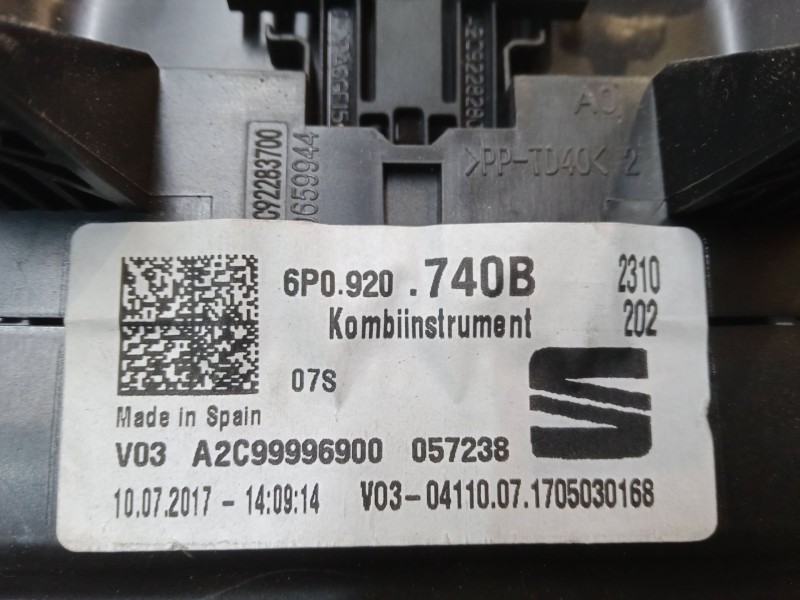 Recambio de cuadro instrumentos para seat ibiza iv st (6j8, 6p8) 1.0 referencia OEM IAM 6P0920740B  A2C99996900